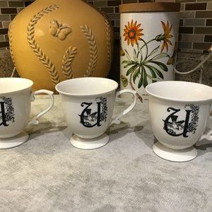 Anthropologie Brand Set of 3 replacement tea/coffee cups "U"